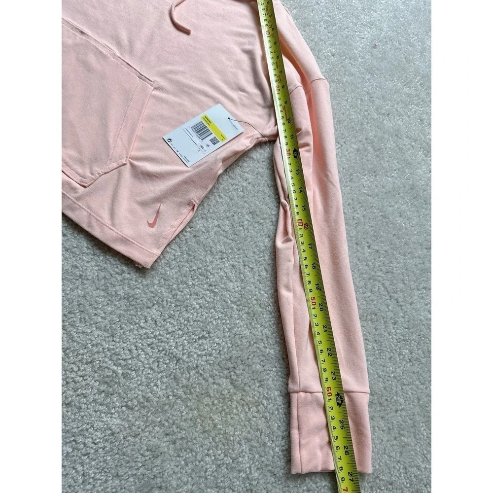 NWT Nike Yoga Hoodie Womens Jersey Cropped Long Sleeve Washed Coral Pink SIZE S